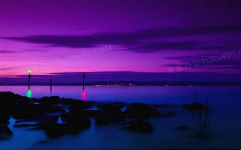 紫色天空海边夜景PNG图片素材下载_天空PNG_熊猫办公