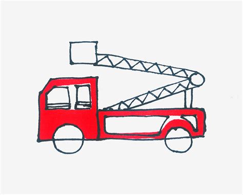 消防车简笔画画法 - 有点网 - 好手艺
