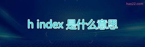 h index 是什么意思