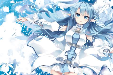 Blue haired girl elf illustration, anime, Sword Art Online, Alfheim Online, Undine HD wallpaper ...
