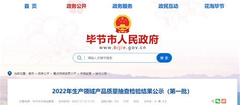 贵州省毕节市市场监管局公示2022年生产领域产品质量抽查检验结果（第一批）-中国质量新闻网