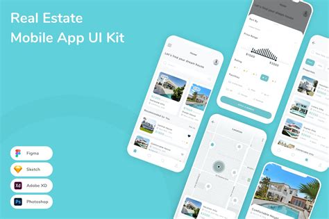 房地产物业应用程序App界面设计UI套件 Real Estate Mobile App UI Kit – 设计小咖