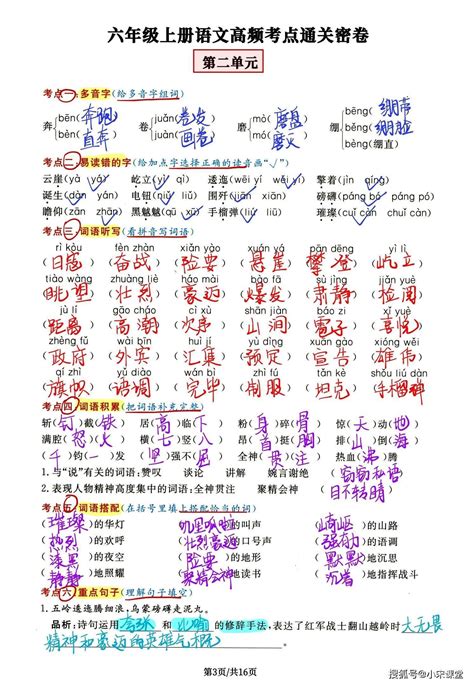 《词语表》人教版小学六年级语文上册2019年5月发版课本全册教材_人教版小学课本