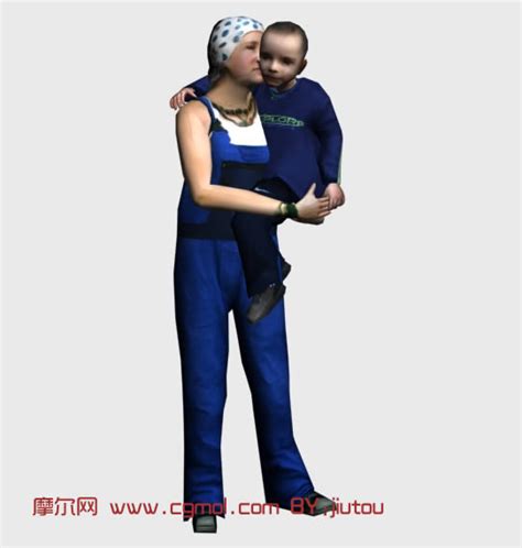 抱着小孩的女人3d模型_现实角色模型下载-摩尔网CGMOL