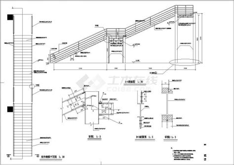 室外钢结构楼梯施工CAD节点详图_节点详图_土木网