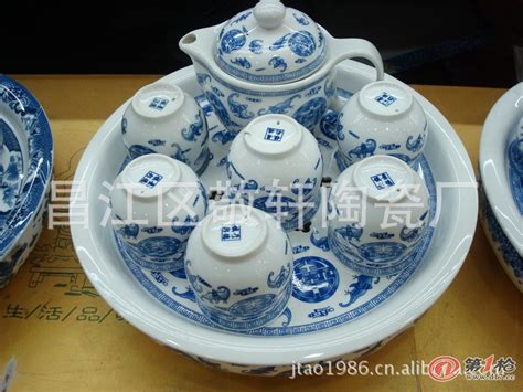 陶瓷功夫茶具套装 家用客厅中式茶具 创意青釉泡茶壶盖碗大图片 - 景德镇陶瓷网