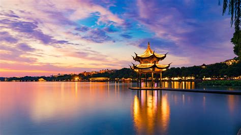 Hangzhou lake landscapes and temple Pavilion image - Free stock photo ...