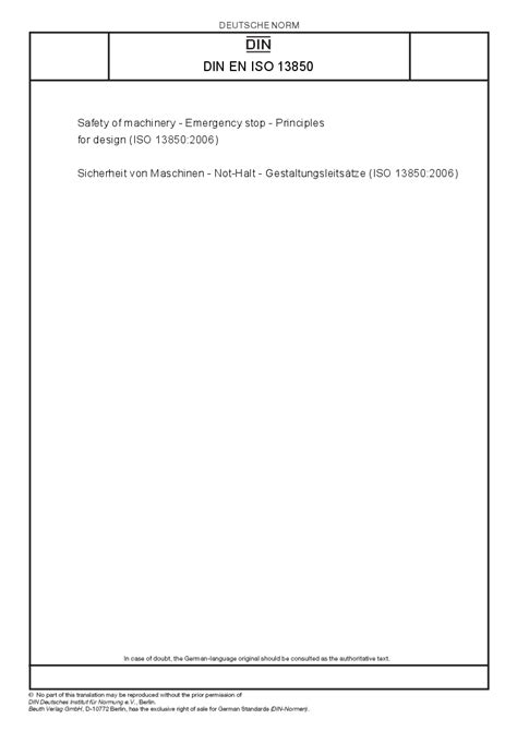EN ISO 13850:2008 - Safety of machinery - Emergency stop - Principles ...