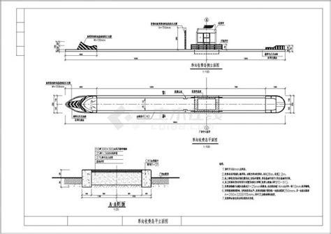 某地高速公路收费站岛全套设计CAD图（含平立面图）_收费站_土木在线
