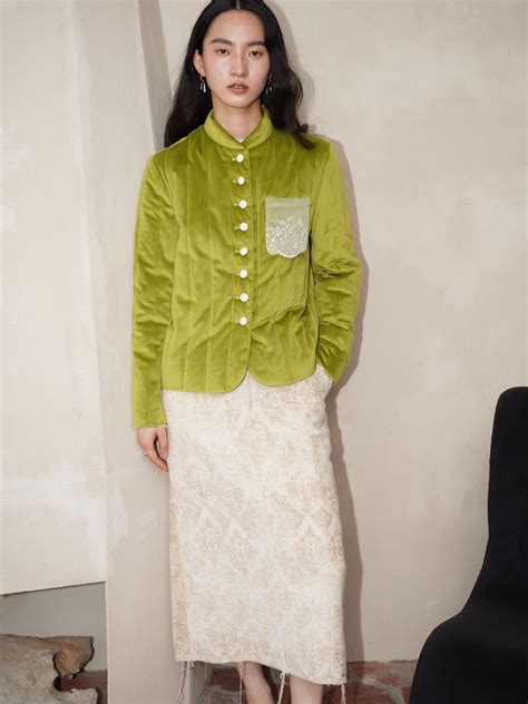CELECT买手店PETRECOR22AW小众设计师品牌丝绒高级感绿色棉服-淘宝网