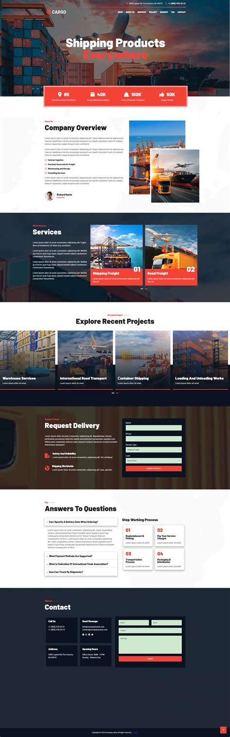 货运公司网站制作，现代物流网页设计模板-17素材网