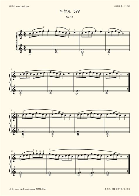 《车尔尼599 NO.12,钢琴谱》车尔尼|弹琴吧|钢琴谱|吉他谱|钢琴曲|乐谱|五线谱|高清免费下载|蛐蛐钢琴网
