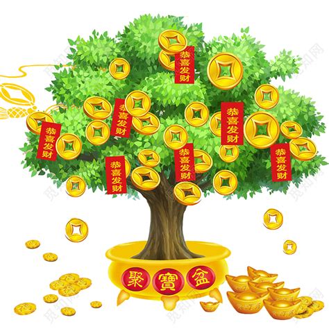 简约金融发财树摇钱素材免费下载 - 觅知网