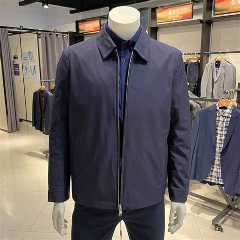 专柜1980元 雅戈尔夹克衫 翻领藏青色标准男士正品JK424996FQA-淘宝网