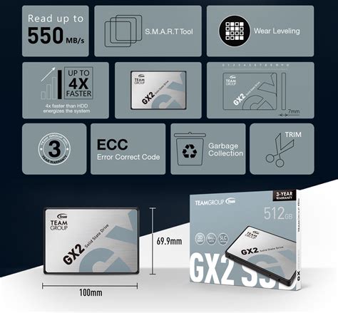 Team Group GX2 2.5" 512GB SATA III 3D NAND TLC Internal Solid State ...