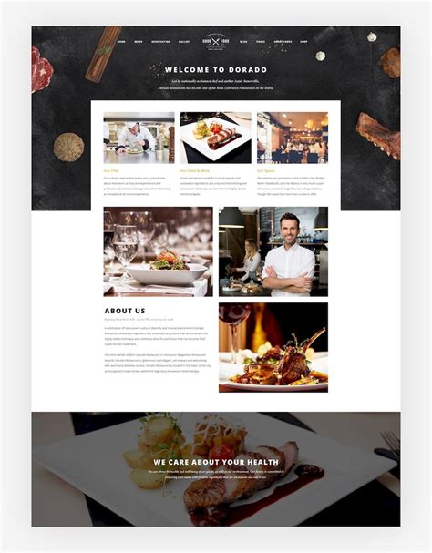餐厅网站页面设计，简约的美食网站设计模板-17素材网