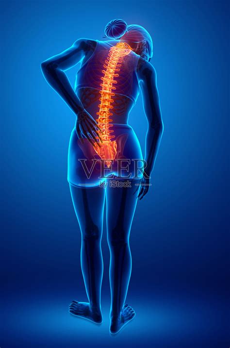 女性感到背部疼痛照片摄影图片_ID:161006374-Veer图库