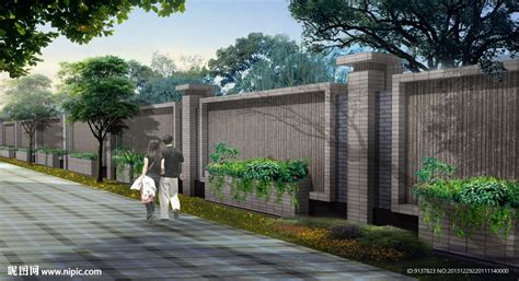 新中式建筑庭院围墙图片_土巴兔装修效果图