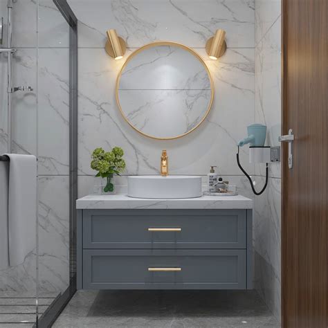 岩板浴室柜新中式浴室柜现代简约洗脸盆柜古典卫浴柜橡木实木柜子-阿里巴巴