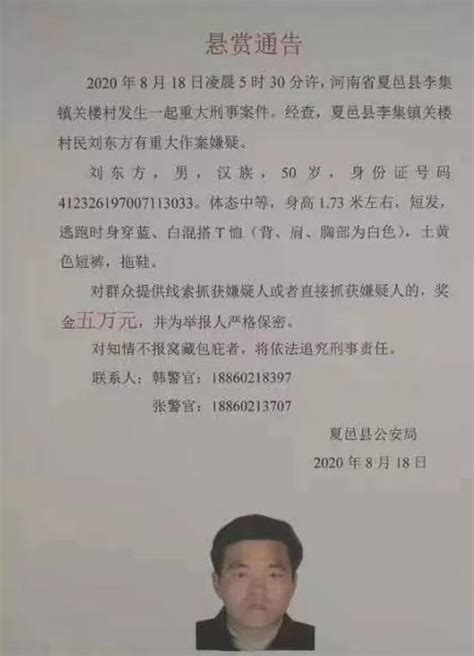河南夏邑“8·18”刑事案件嫌疑人投案，曾被悬赏5万-大河新闻