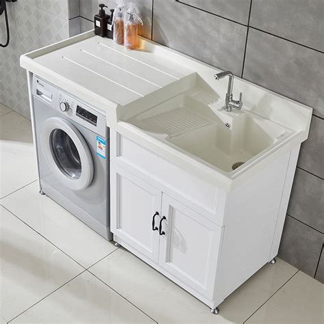 阳台洗衣机柜 人造玉石洗衣池 太空铝非标定制015新中式洗衣柜-阿里巴巴