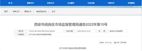 西安市阎良区市场监管局发布22批次食品合格信息-中国质量新闻网