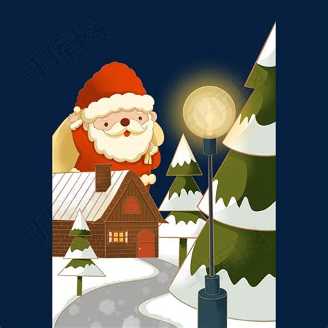 圣诞节下雪圣诞老人素材图片免费下载-千库网