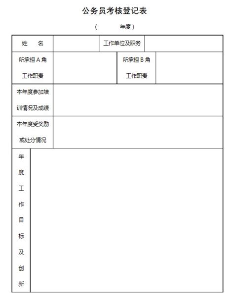 公务员考核登记表模板下载-公务员年度考核登记表pdf版 - 极光下载站