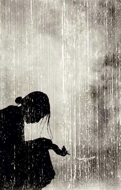 朦胧唯美的下雨天人物背影图片-千叶网