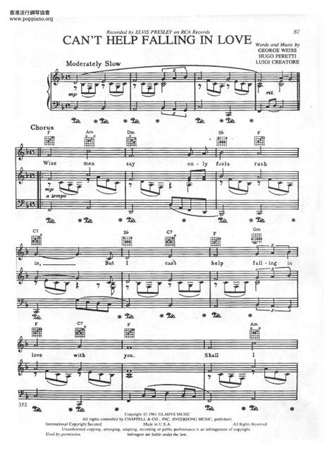 Download Can T Help Falling In Love Piano Sheet Music Pdf Gif // Music ...