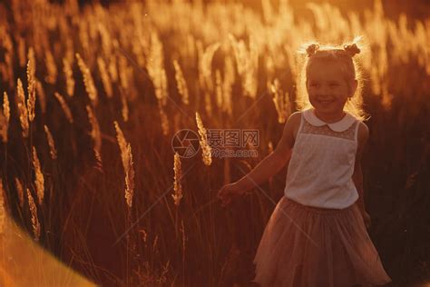 女孩在草药间田里玩耍日落时美丽的女孩高清图片下载-正版图片303609506-摄图网