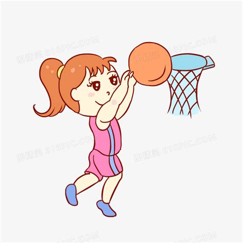 女孩打篮球运动投篮手绘卡通元素图片免费下载_PNG素材_编号vo9ijkp96_图精灵