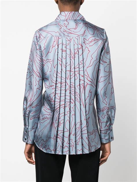 Ferragamo abstract-print Silk Pleated Shirt - Farfetch