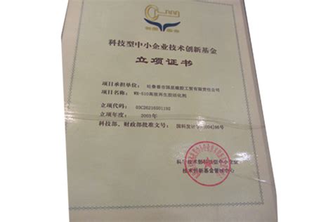 科技型中小企业科技创新基金 立项证书 - 吐鲁番市国星橡胶工贸有限责任公司