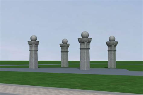 高精度欧式建筑 西方建筑 柱墙石柱 柱子 大理石雕花-CG模型网（cgmodel)-让设计更有价值!