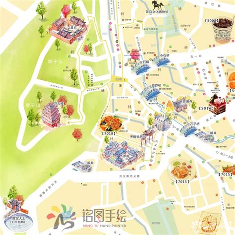 丽江古城手绘地图-铭图手绘案例展示-一品威客网