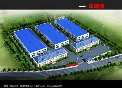 工厂厂房鸟瞰图整体3d模型图片下载_红动中国