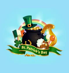 Happy st patricks day with money pot Royalty Free Vector