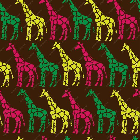Premium Vector | Seamless giraffe print in purple yellow and green ...