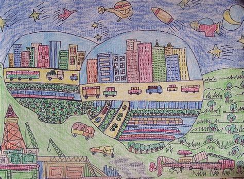 儿童畅想未来绘画大全,畅想未来绘画,未来的城市儿童想象画_大山谷图库