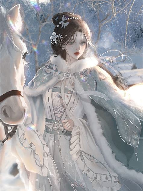 河边古风插画头像女生版