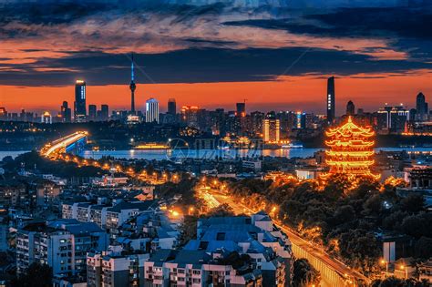 武汉长江二桥夜景高清图片下载-正版图片500694624-摄图网