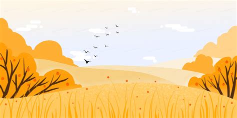 黄色卡通手绘秋天浪漫背景图背景图片素材免费下载_熊猫办公