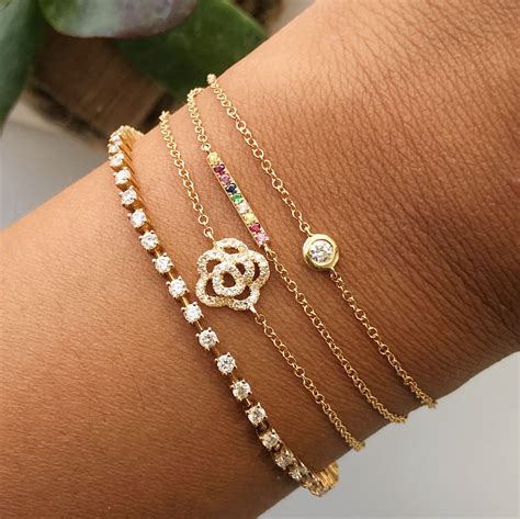 14KT White Gold 7 Diamond Bezel Bracelet - Bracelets - Shop by Style ...
