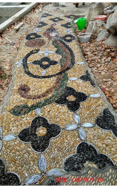 中式景观彩色鹅卵石手工艺术拼图小石子园林庭院铺路雨花石厂家-阿里巴巴