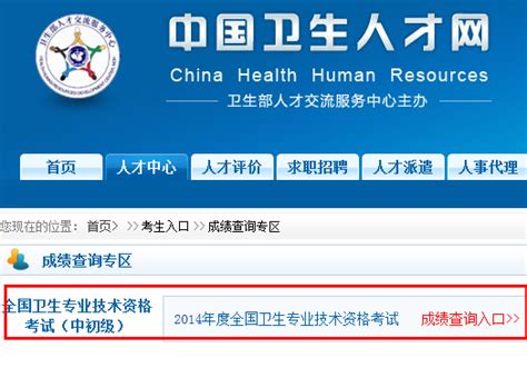 中国卫生人才网2014年卫生专业技术资格考试成绩查询入口_医学 ...