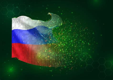 La Russie Sur Le Drapeau 3d Vectoriel Sur Fond Vert Avec Des Polygones ...