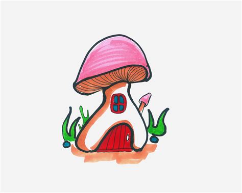 儿童学画蘑菇房子简笔画画法图片步骤（儿童绘画美人鱼图片） - 有点网 - 好手艺