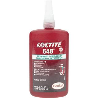 Loctite 250 mL, Red, High Strength Retaining Compound Series 648 ...