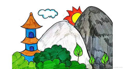美丽的高山怎么画,一座高山的简笔画,长城简笔画五年级_大山谷图库